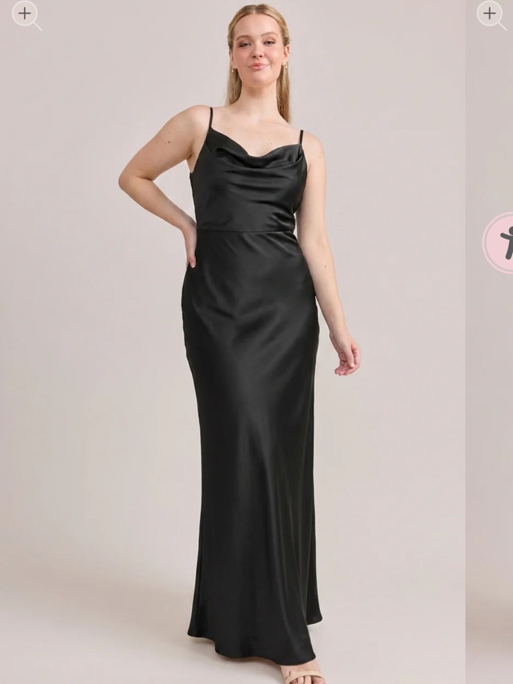 Revelry Nadia Satin Bridesmaids Dress in Black